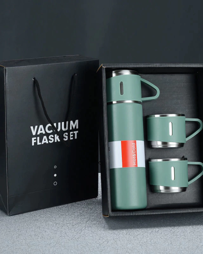 kit garrafa termica com 03 xicaras